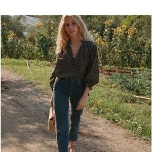 Dôen rose blouse in black ditsy M